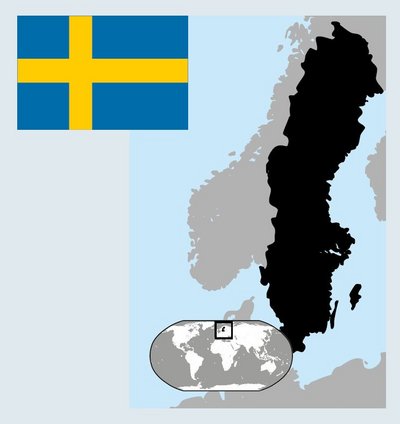 Grafik, die Schweden auf einer Weltkarte verortet
