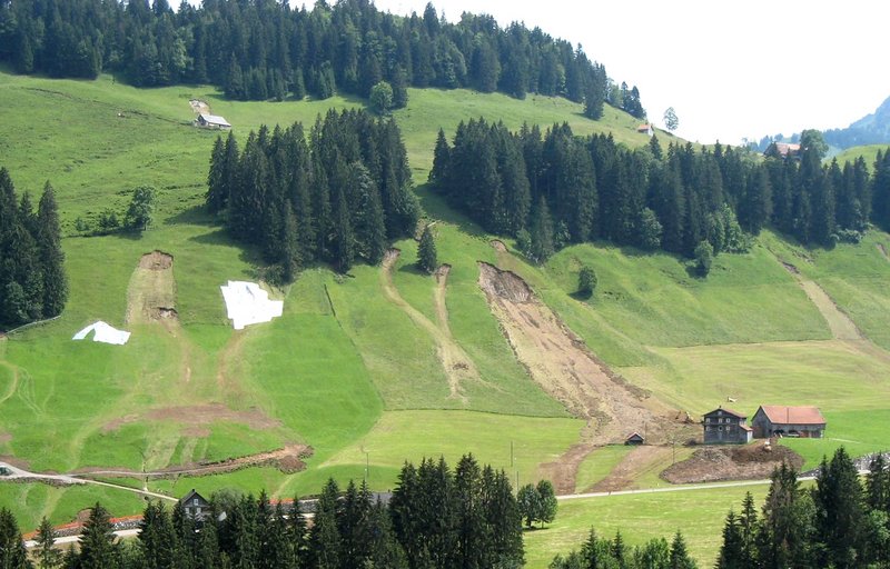 Landslides near Oberiberg in canton Schwyz