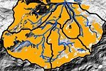 Landkarte, die zum Zwischenabfluss beitragende Flächen Im Mölstal visualisiert